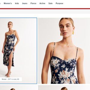 Abercrombie Camille Midi Dress Navy Floral size XSP